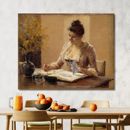 Signora Che Scrive Una Lettera Albert Edelfelt aed49 quadro stampato su tela