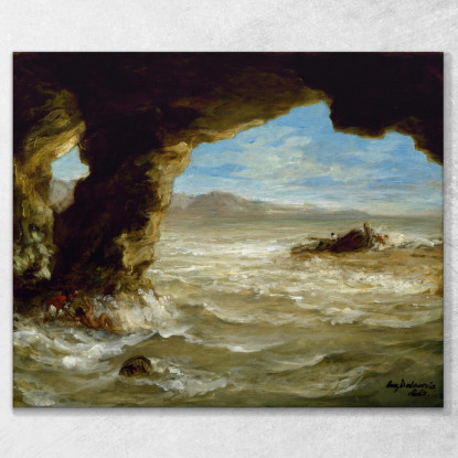 Naufragio Sulla Costa Eugène Delacroix edx108 quadro stampato su tela