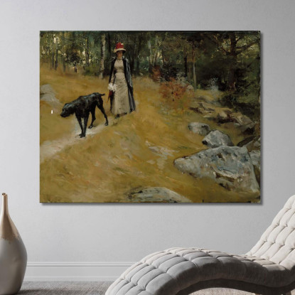 Sulla Riva Annie Edelfelt Con Un Cane Albert Edelfelt aed69 quadro stampato su tela