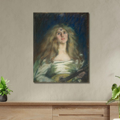 Natalie Con Il Mandolino Alice Pike Barney apb83 quadro stampato su tela
