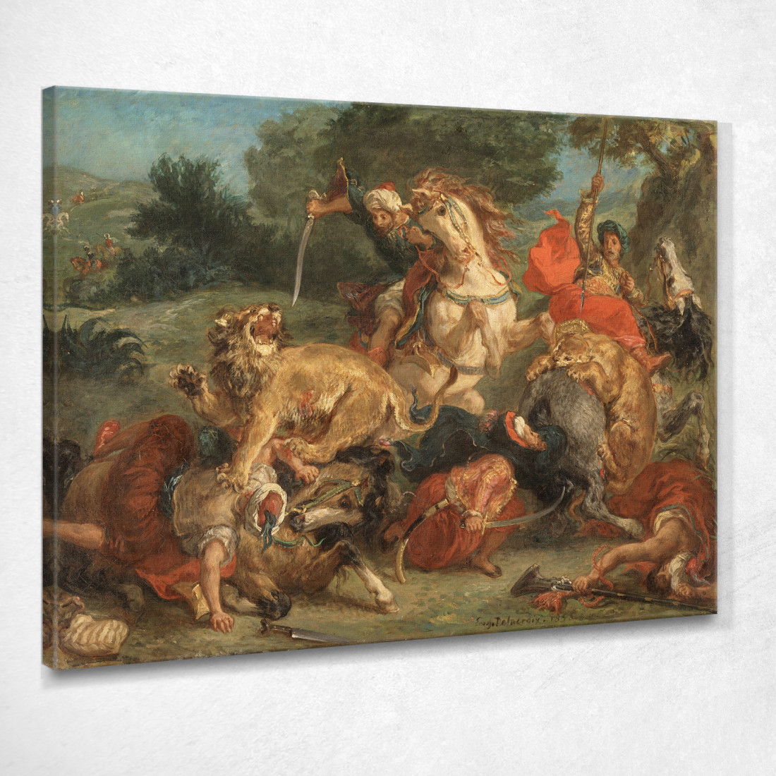 La Caccia Al Leone Eugène Delacroix edx134 quadro stampato su tela La Caccia Al Leone Eugène Delacroix edx134 quadro stampato su tela