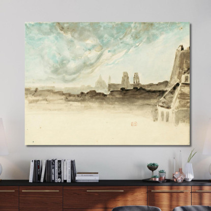I Tetti Di Parigi Eugène Delacroix edx139 quadro stampato su tela