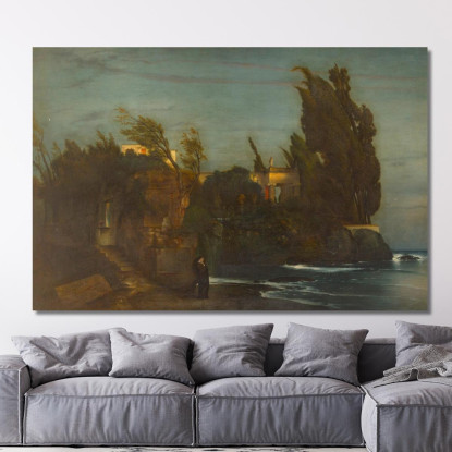 Fiesole Villa Al Mare Arnold Böcklin abk12 quadro stampato su tela