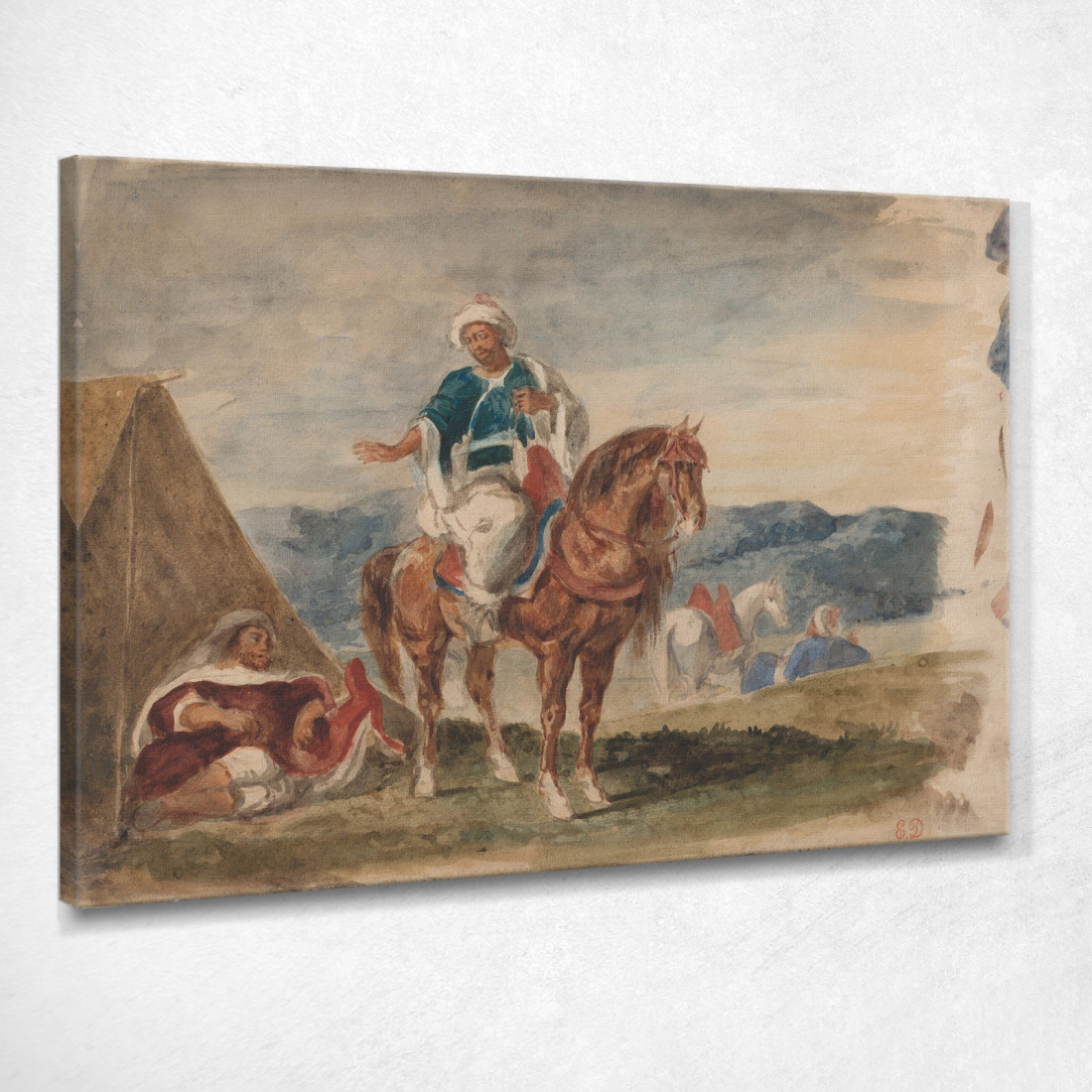 Tre Cavalieri Arabi In Un Accampamento Eugène Delacroix edx149 quadro stampato su tela Tre Cavalieri Arabi In Un Accampamento Eugène Delacroix edx149 quadro stampato su tela