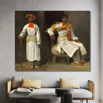 Due Studi Di Un Indiano Di Calcutta Seduto E In Piedi Eugène Delacroix edx153 quadro stampato su tela