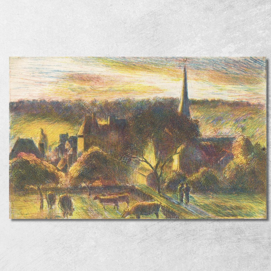 Una Chiesa E Una Fattoria A Éragny 1890 Camille Pissarro cps1 quadro stampato su tela