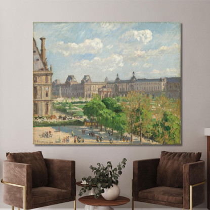 Place Du Carrousel Parigi 1900 Camille Pissarro cps54 quadro stampato su tela
