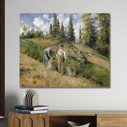 La Vendemmia Pontoise 1881 Camille Pissarro cps82 quadro stampato su tela