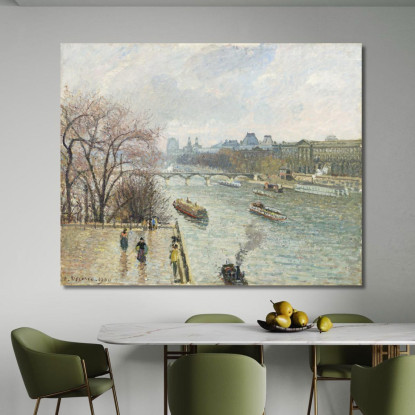 Il Louvre Pomeriggio Piovoso 1900 Camille Pissarro cps85 quadro stampato su tela