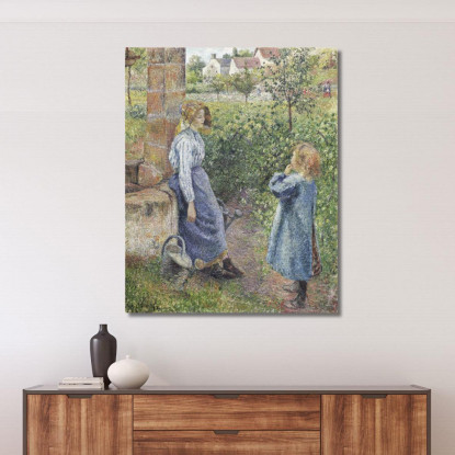 Donna E Bambino Al Pozzo 1882 Camille Pissarro cps104 quadro stampato su tela