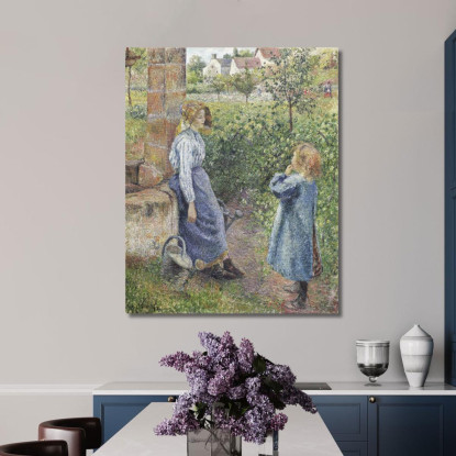 Donna E Bambino Al Pozzo 1882 Camille Pissarro cps104 quadro stampato su tela