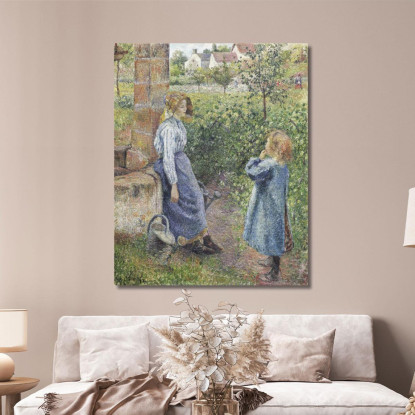 Donna E Bambino Al Pozzo 1882 Camille Pissarro cps104 quadro stampato su tela