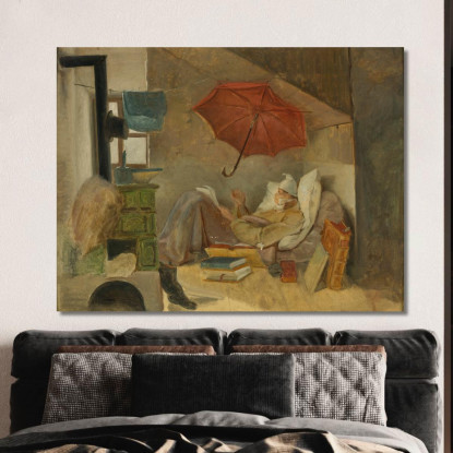 Der Arme Poet Il Povero Poeta Carl Spitzweg csp10 quadro stampato su tela
