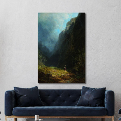 Nel Paesaggio Alpino Dell'Alta Valle Con Il Monte Wendelstein Carl Spitzweg csp33 quadro stampato su tela