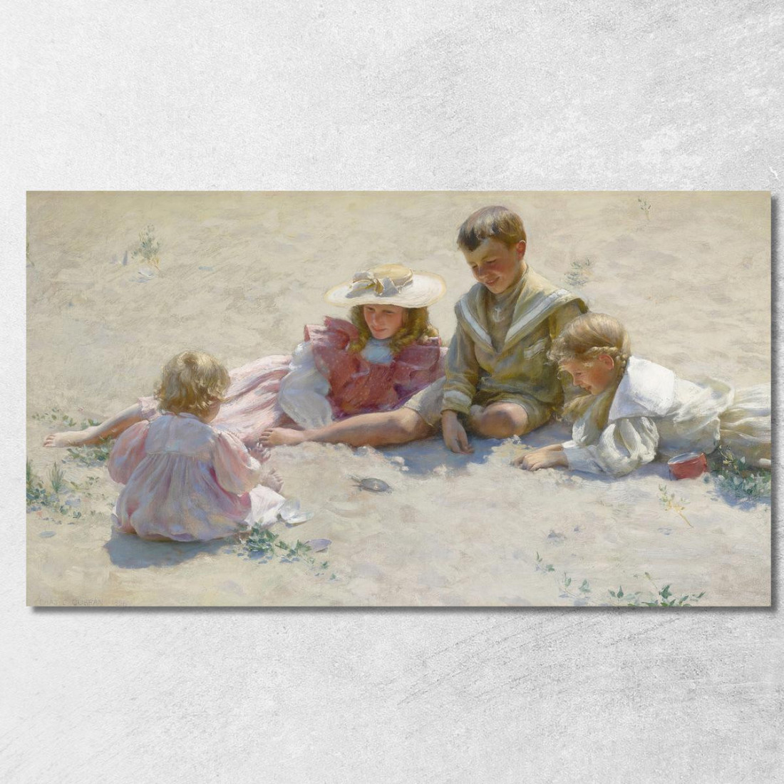 Bambini In Riva Al Mare Charles Courtney Curran ccc7 quadro stampato su tela