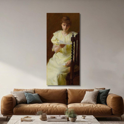 Signora In Giallo Charles Courtney Curran ccc15 quadro stampato su tela