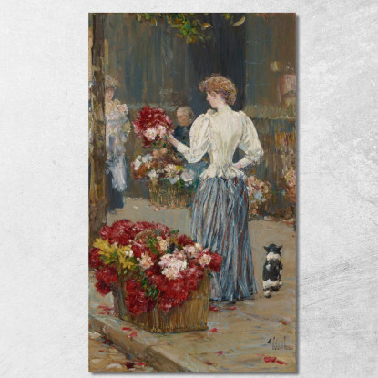 Ragazza Dei Fiori Childe Hassam chs21 quadro stampato su tela