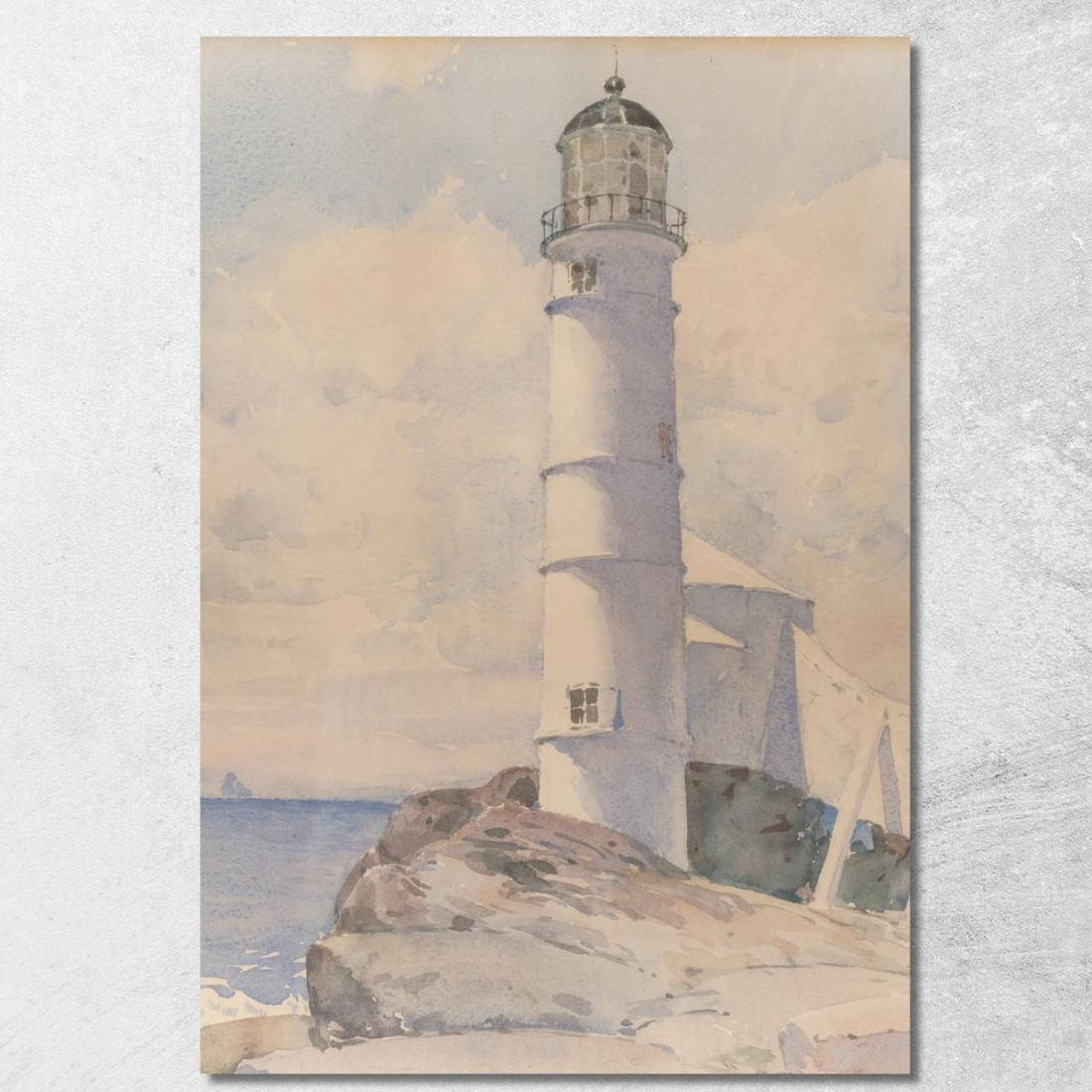 Faro Isola Di Shoals Childe Hassam chs33 quadro stampato su tela Faro Isola Di Shoals Childe Hassam chs33 quadro stampato su tela