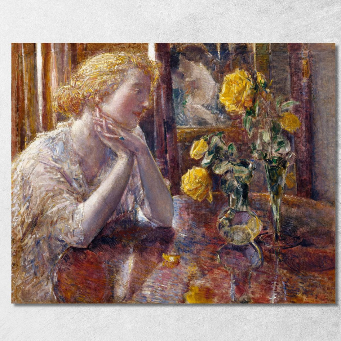 Maresciallo Niel Roses Childe Hassam chs36 quadro stampato su tela Maresciallo Niel Roses Childe Hassam chs36 quadro stampato su tela