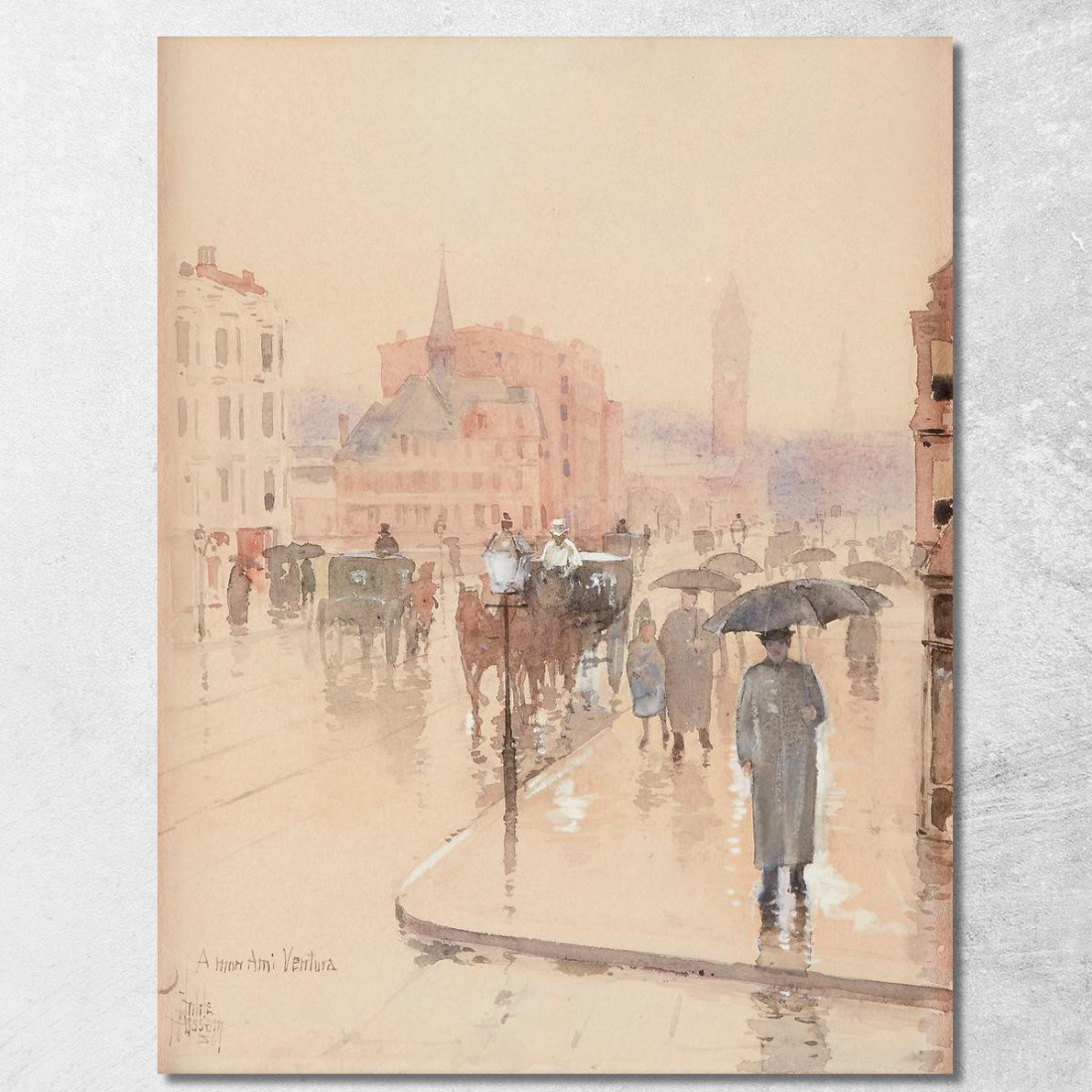 Giorno Di Pioggia Columbus Avenue Boston Childe Hassam chs57 quadro stampato su tela Giorno Di Pioggia Columbus Avenue Boston Childe Hassam chs57 quadro stampato su tela