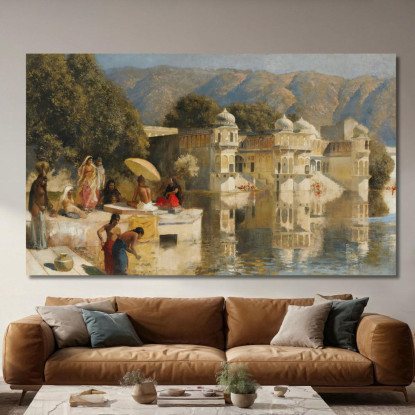 Lago Di Oodeypore India 2 Edwin Lord Weeks elw23 quadro stampato su tela