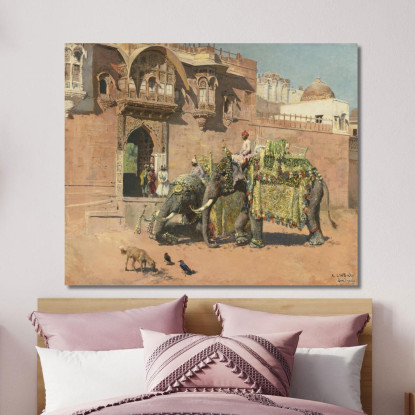 Gli Elefanti Del Rajah Di Jodhpore Edwin Lord Weeks elw25 quadro stampato su tela