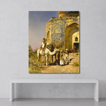 La Vecchia Moschea Dalle Piastrelle Blu Fuori Delhi India Edwin Lord Weeks elw38 quadro stampato su tela