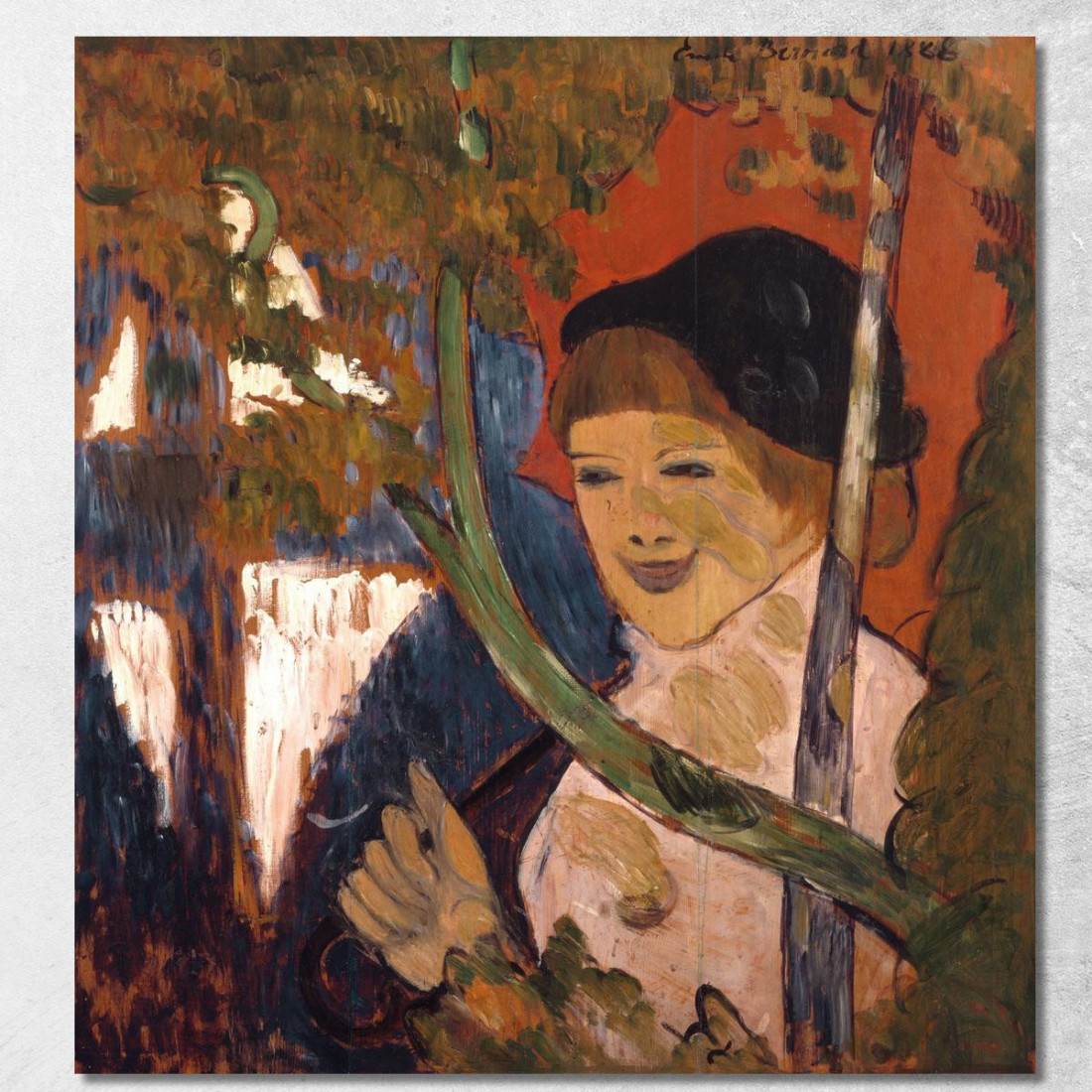 Ragazza Bretone Con L'Ombrello Rosso Emile Bernard ebr6 quadro stampato su tela Ragazza Bretone Con L'Ombrello Rosso Emile Bernard ebr6 quadro stampato su tela