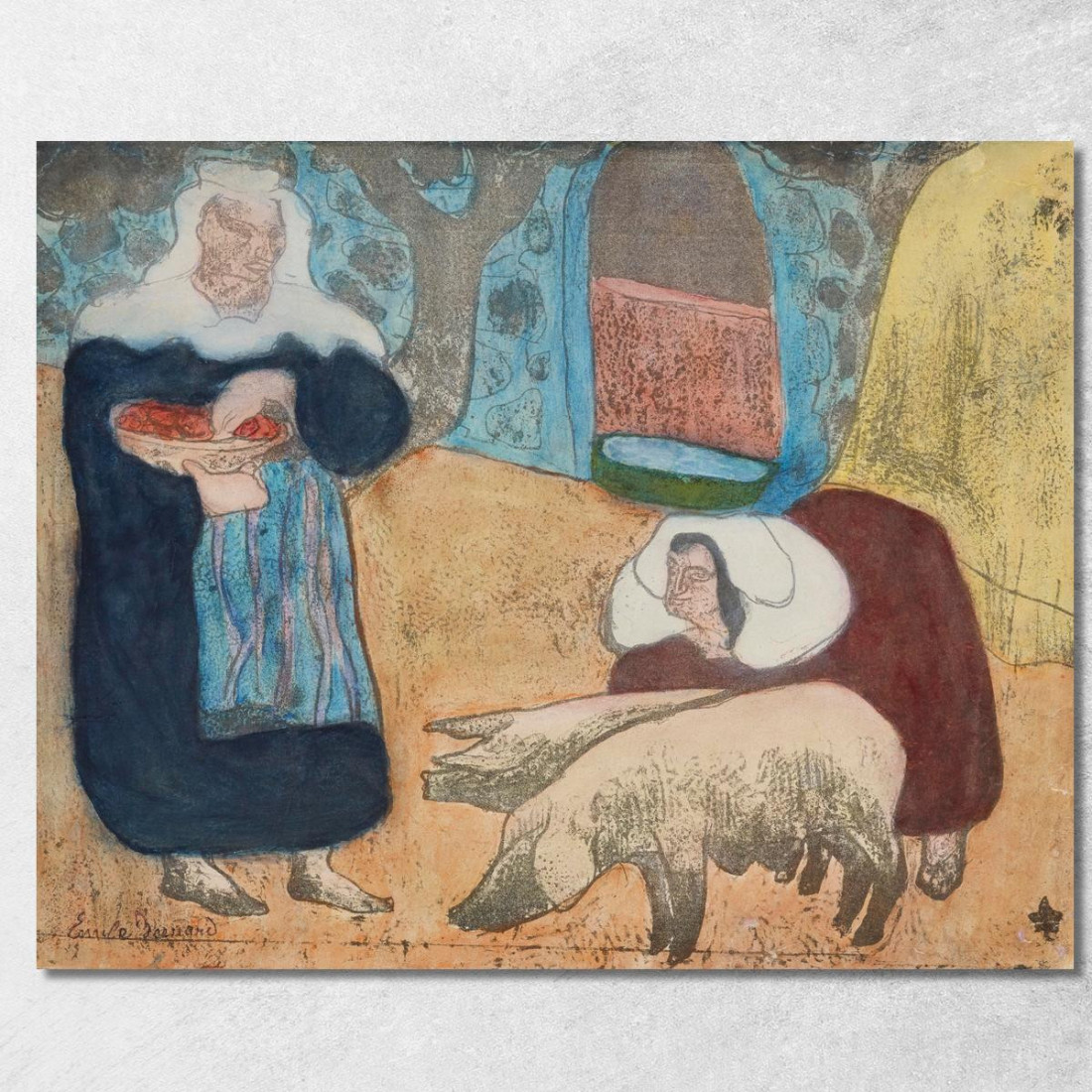 Femmes Au Porcs Donne Con Maiali Emile Bernard ebr16 quadro stampato su tela Femmes Au Porcs Donne Con Maiali Emile Bernard ebr16 quadro stampato su tela