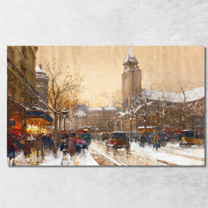 Boulevard Saint-Germain Parigi Eugène Galien-Laloue egl8 quadro stampato su tela