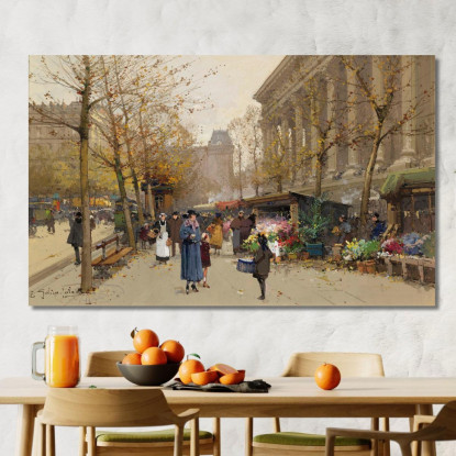 Mercato Dei Fiori La Madeleine Eugène Galien-Laloue egl11 quadro stampato su tela