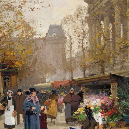 Mercato Dei Fiori La Madeleine Eugène Galien-Laloue egl11 quadro stampato su tela