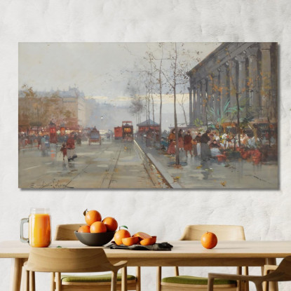 Il Mercato Dei Fiori Della Madeleine Eugène Galien-Laloue egl28 quadro stampato su tela