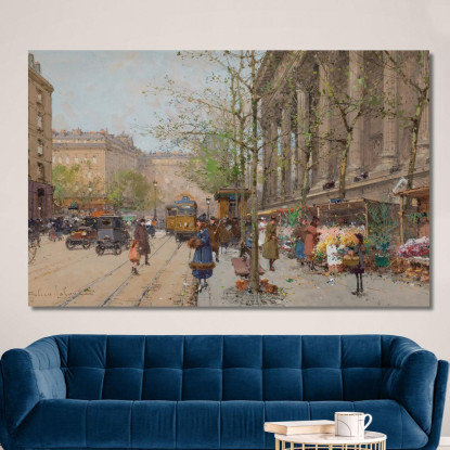 Mercato Dei Fiori Place De La Madeleine Eugène Galien-Laloue egl43 quadro stampato su tela