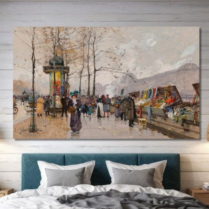 Quai Voltaire Eugène Galien-Laloue egl65 quadro stampato su tela