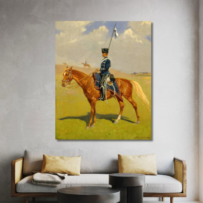 L'Ussaro Frederic Remington frm48 quadro stampato su tela
