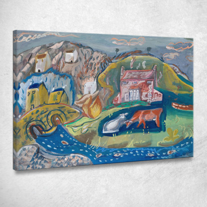 Villaggio Di Pescatori Di Solva Nel Pembrokeshire Frances Hodgkins fhd29 quadro stampato su tela