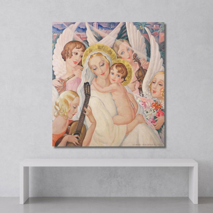Madonna Col Bambino Circondata Da Angeli Musicanti Gerda Wegener gwg12 quadro stampato su tela