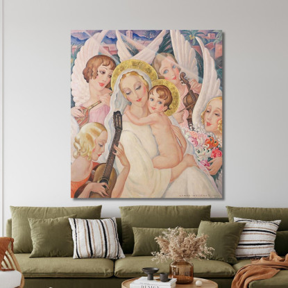 Madonna Col Bambino Circondata Da Angeli Musicanti Gerda Wegener gwg12 quadro stampato su tela