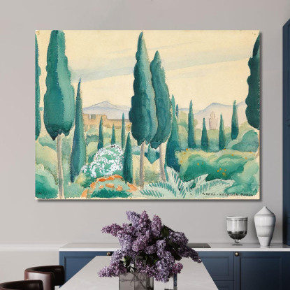 Vista Del Paesaggio Marocchino Nei Pini In Primo Piano Gerda Wegener gwg37 quadro stampato su tela