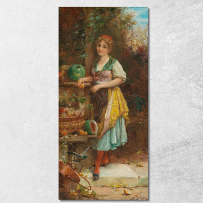 Ragazza Con La Ricca Ciotola Di Frutta Hans Zatzka hzt35 quadro stampato su tela