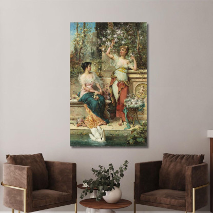 Due Signore In Un Parco Hans Zatzka hzt53 quadro stampato su tela