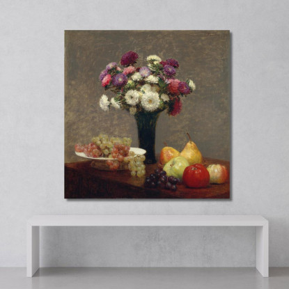 Aster E Frutta Su Un Tavolo Henri Fantin-Latour hft7 quadro stampato su tela