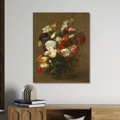 Vari Fiori Henri Fantin-Latour hft24 quadro stampato su tela