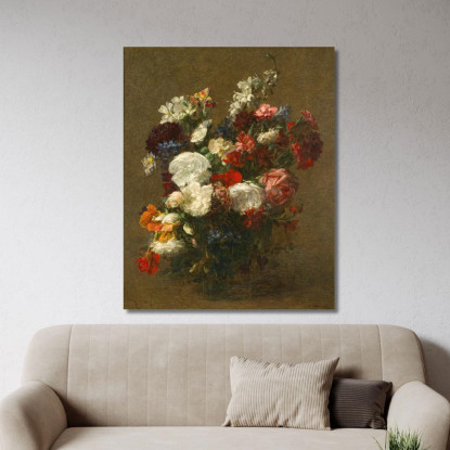 Vari Fiori Henri Fantin-Latour hft24 quadro stampato su tela