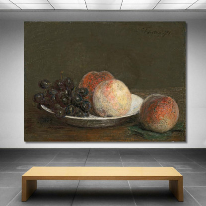 Pesche E Uva In Una Ciotola Di Porcellana Henri Fantin-Latour hft65 quadro stampato su tela