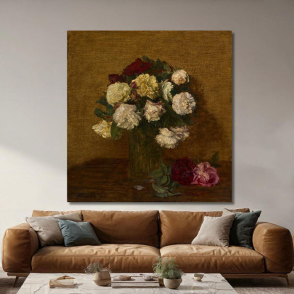 Rose In Un Vaso Henri Fantin-Latour hft86 quadro stampato su tela