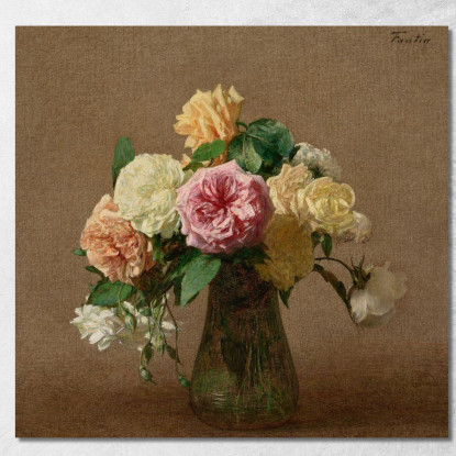 Rose Henri Fantin-Latour hft89 quadro stampato su tela