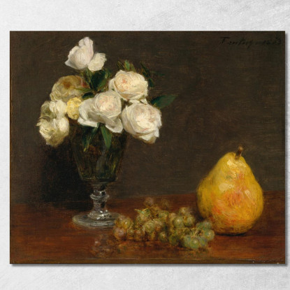 Natura Morta Con Rose E Frutta Henri Fantin-Latour hft108 quadro stampato su tela