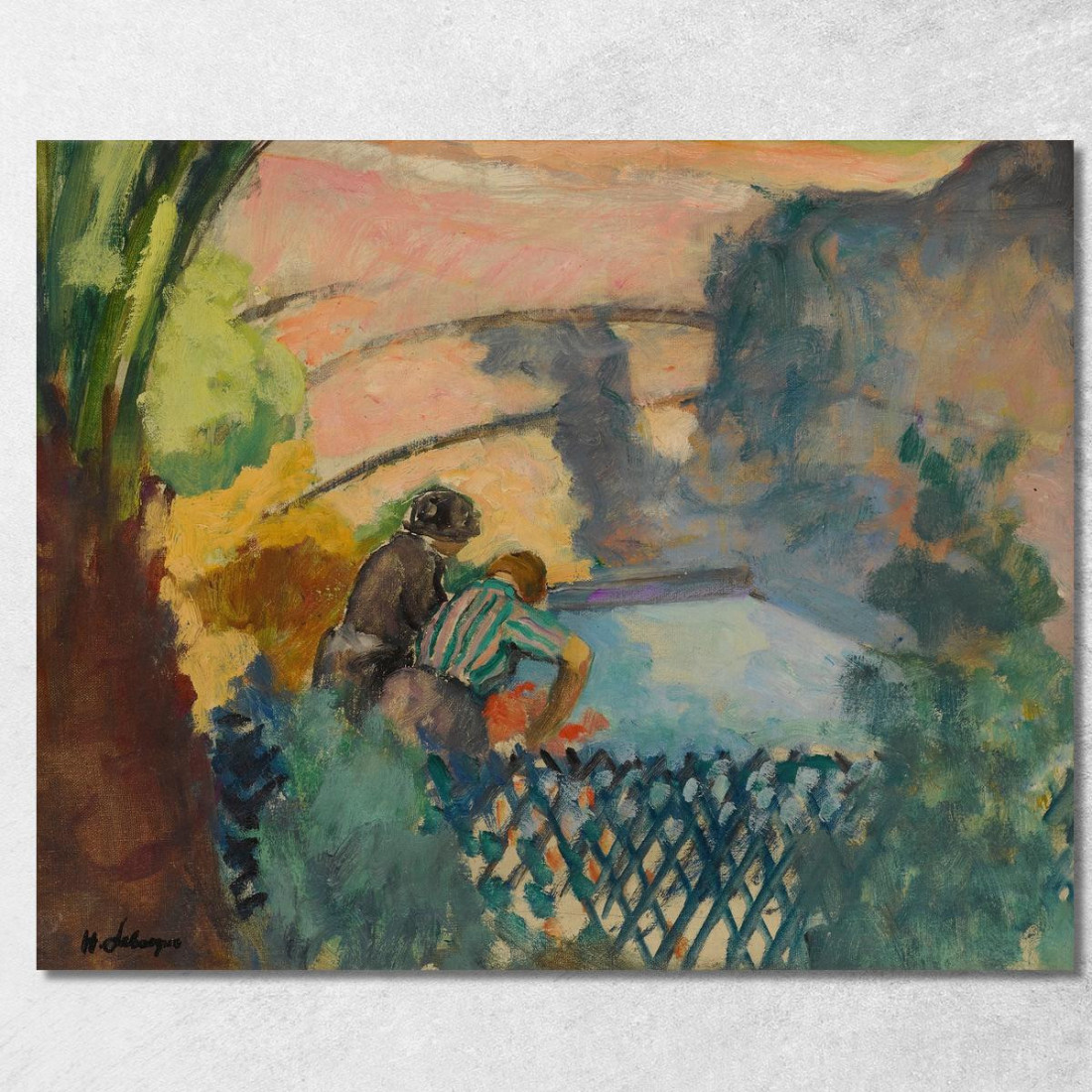Due Donne Alla Lavanderia Henri Lebasque hlb7 quadro stampato su tela Due Donne Alla Lavanderia Henri Lebasque hlb7 quadro stampato su tela